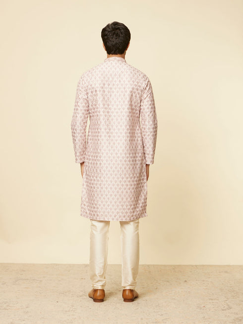 Manyavar Peach Imperial Printed Kurta Set