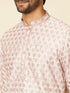 Manyavar Peach Imperial Printed Kurta Set