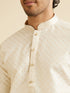 Manyavar Cream Pink Lattice Patterned Kurta Set