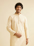 Manyavar Sand Beige Lattice Patterned Kurta Set