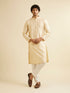 Manyavar Sand Beige Lattice Patterned Kurta Set