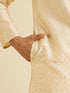 Manyavar Sand Beige Lattice Patterned Kurta Set