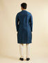 Manyavar Dark Blue Lattice Patterned Kurta Set