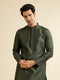Manyavar Dark Green Lattice Patterned Kurta Set