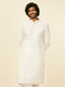Manyavar Warm White Lattice Patterned Kurta Set