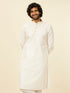 Manyavar Warm White Lattice Patterned Kurta Set