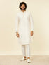 Manyavar Warm White Lattice Patterned Kurta Set