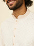 Manyavar Warm White Lattice Patterned Kurta Set