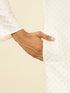 Manyavar Warm White Lattice Patterned Kurta Set