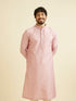 Manyavar Dusty Pink Lattice Patterned Kurta Set