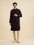 Manyavar Plum Purple Self Patterned Sequinned Kurta Set