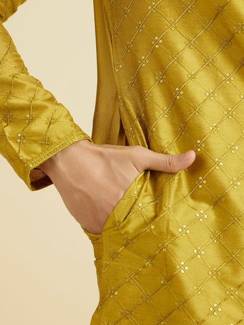 Manyavar Mehndi Green Elegance Kurta Pyjama