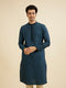 Manyavar Teal Blue Self Patterned Sequined Bandhgala Kurta Set