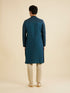 Manyavar Teal Blue Self Patterned Sequined Bandhgala Kurta Set