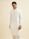 Manyavar White Jaal & Medallion Patterned Kurta Set