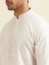 Manyavar White Jaal & Medallion Patterned Kurta Set