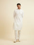 Manyavar White Jaal & Medallion Patterned Kurta Set