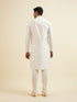 Manyavar White Jaal & Medallion Patterned Kurta Set