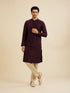Manyavar Wine Red Jaal Sequinned Kurta Set