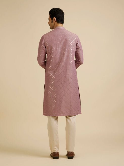 Manyavar Dusty Pink Jaal Sequinned Kurta Set