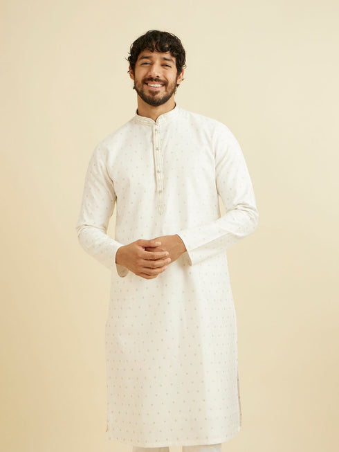 Manyavar Warm White Floral Buta Patterned Kurta Set