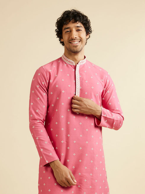 Manyavar Rani Pink Buta Embroidered Kurta Set