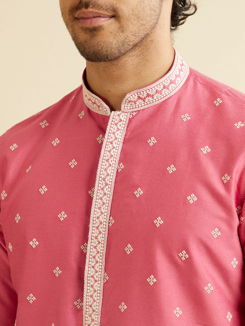 Manyavar Rani Pink Buta Embroidered Kurta Set