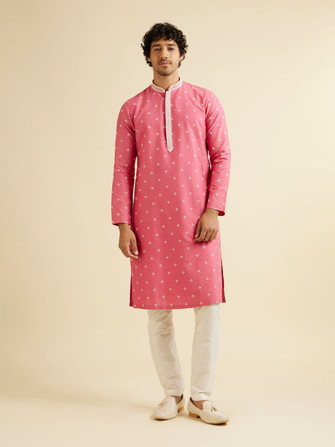 Manyavar Rani Pink Buta Embroidered Kurta Set