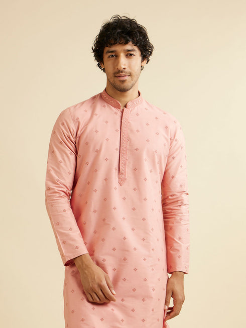 Manyavar Dusty Pink Buta Embroidered Kurta Set