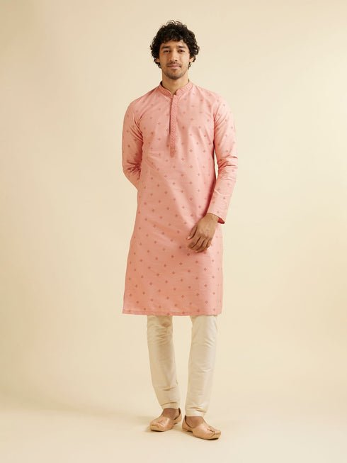 Manyavar Dusty Pink Buta Embroidered Kurta Set