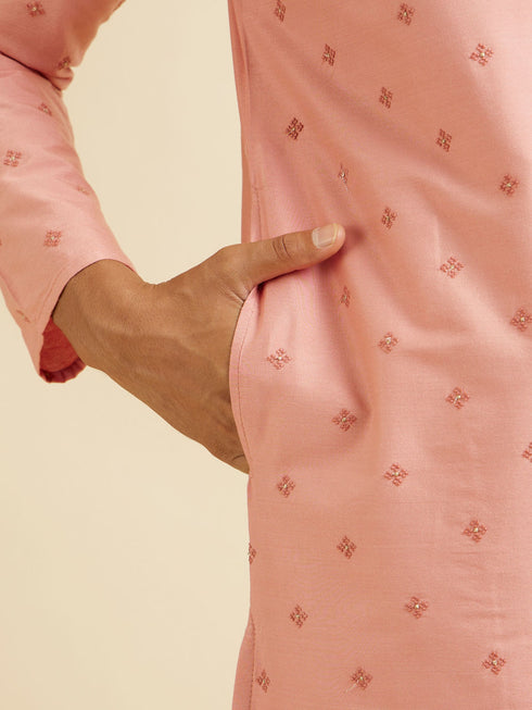 Manyavar Dusty Pink Buta Embroidered Kurta Set