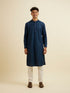 Manyavar Dark Blue Chikankari Printed Kurta Set