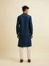 Manyavar Dark Blue Chikankari Printed Kurta Set