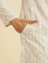 Manyavar Soft Beige Chikankari Sequin Embellished Kurta Set