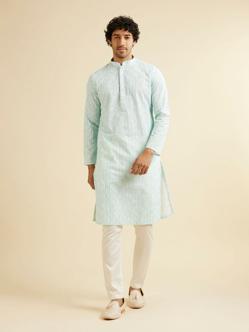 Manyavar Aqua Green Sequin Embellished Kurta Set