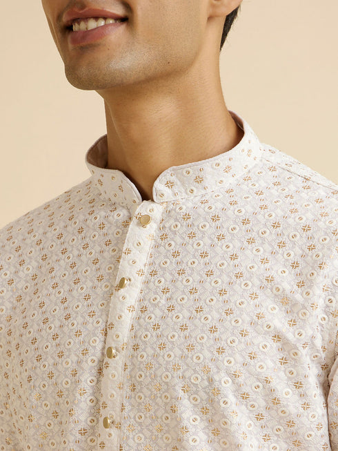 Manyavar Pink Ombre Dyed Chikankari Kurta Set