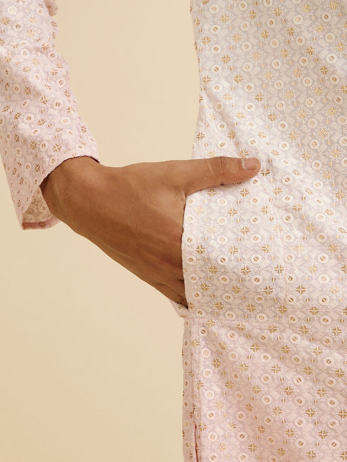 Manyavar Pink Ombre Dyed Chikankari Kurta Set