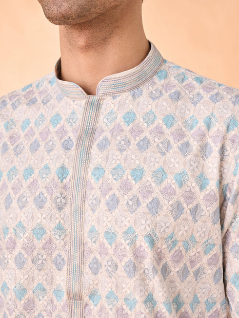 Manyavar Elegant Warm Cream Kurta Pajama