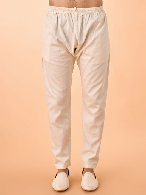 Manyavar Elegant Warm Cream Kurta Pajama
