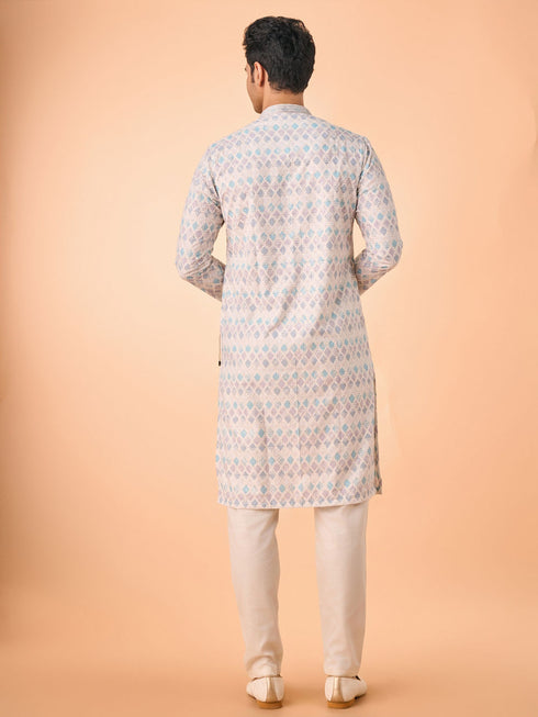 Manyavar Elegant Warm Cream Kurta Pajama