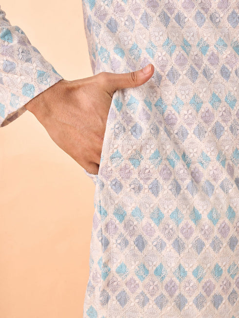 Manyavar Elegant Warm Cream Kurta Pajama