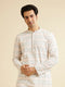 Manyavar Warm White Chikankari Inspired Sequinned Kurta Set