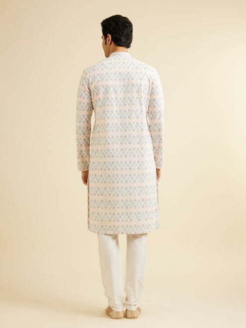 Manyavar Warm White Chikankari Inspired Sequinned Kurta Set