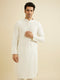 Manyavar Warm White Chikankari Embroidered Kurta Set with Sequin Work
