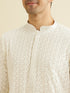 Manyavar Warm White Chikankari Embroidered Kurta Set with Sequin Work