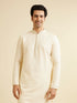 Manyavar Cream White Buta Jaal Patterned Kurta Set