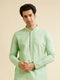 Manyavar Light Mid Green Buta Jaal Patterned Kurta Set