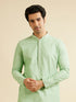 Manyavar Light Mid Green Buta Jaal Patterned Kurta Set