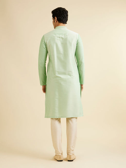 Manyavar Light Mid Green Buta Jaal Patterned Kurta Set