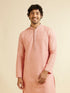Manyavar Coral Peach Buta Jaal Patterned Kurta Set